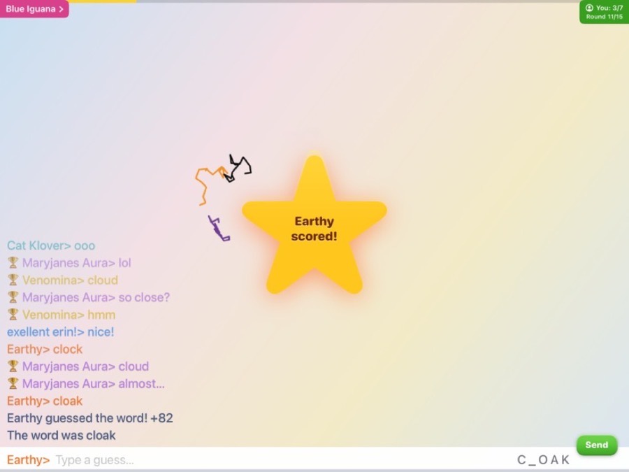 Player scoring with a big yellow star on pastel background